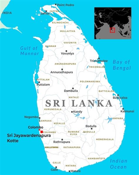 Mappa dello Sri Lanka che evidenzia le tappe principali del tour: Anuradhapura, Sigiriya, Kandy e i Parchi Nazionali