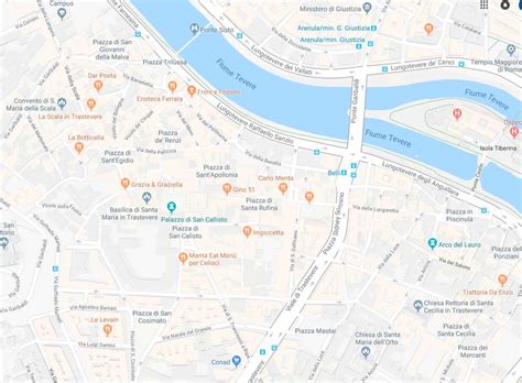 Mappa storica di Trastevere con indicazione di Via della Lungaretta