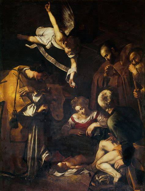 Dipinto: Natività con i Santi Lorenzo e Francesco d’Assisi di Caravaggio (1609)