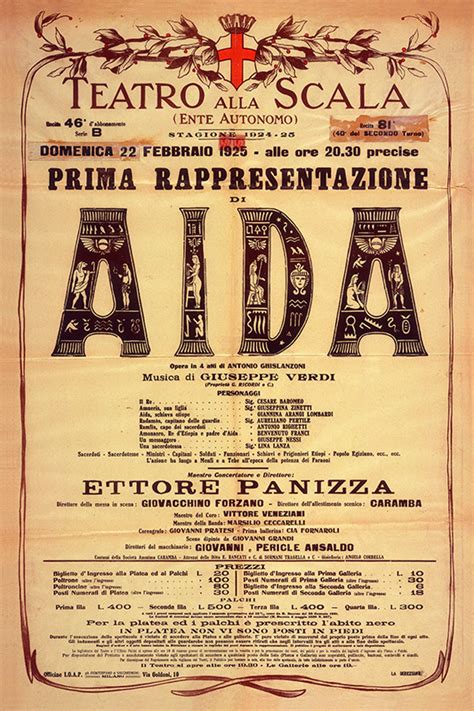 Locandina storica dell'opera Aida di Giuseppe Verdi