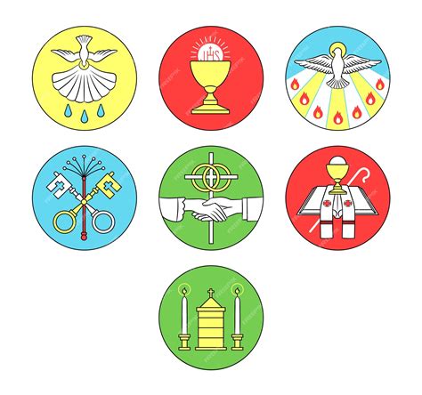 Icone che rappresentano i sette sacramenti della Chiesa Cattolica.