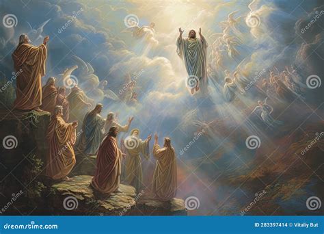 Illustrazione dell'Ascensione di Gesù al cielo.