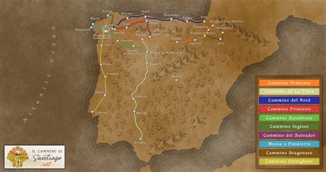 Antica mappa del Cammino di Santiago