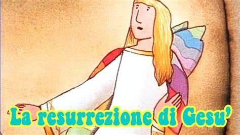 bambini che colorano scene della Passione e Resurrezione di Gesù in un contesto di catechesi