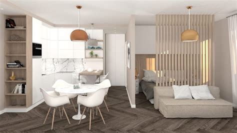 Monolocale moderno con angolo cottura e balcone