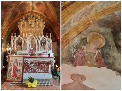 Interno del santuario di Sant'Augusta con altare e affreschi