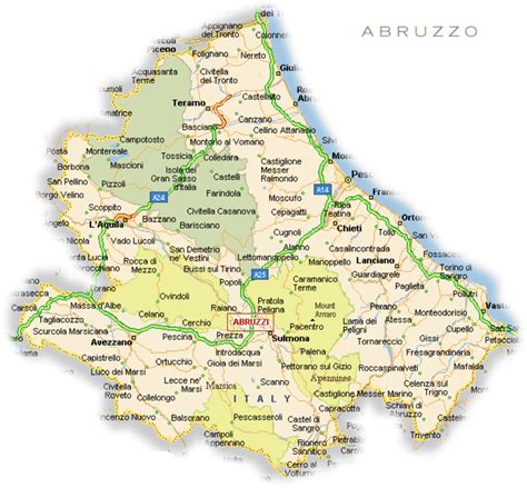 Mappa dell'Abruzzo con le località delle principali abbazie medievali