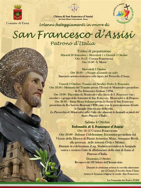 Manifesto ufficiale delle celebrazioni francescane con immagine di San Francesco