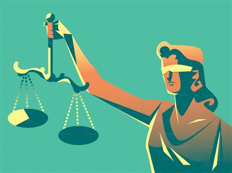 Illustrazione stilizzata di una bilancia della giustizia con libri legali