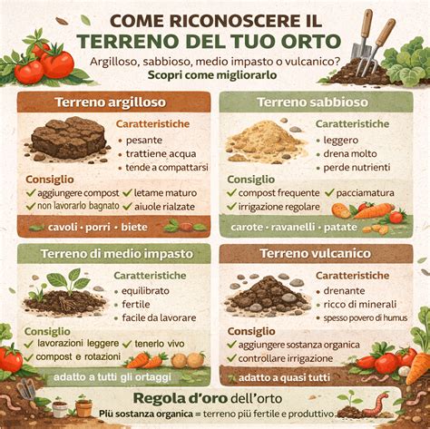 infografica sui tipi di terreno e metodi di ammendamento