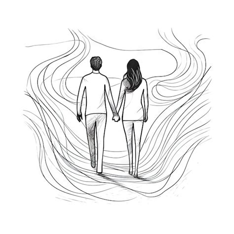 Illustrazione di una coppia che cammina insieme verso un futuro luminoso