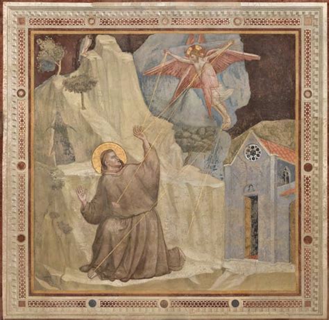 Affresco o illustrazione di San Francesco che riceve le Stimmate alla Verna