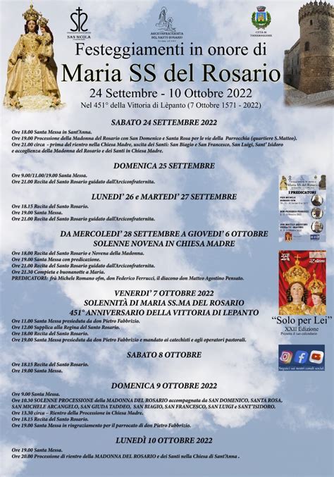 Locandina o programma stilizzato dei festeggiamenti del Rosario a Benestare