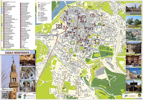 Mappa della città di Casale Monferrato con indicazione del punto centrale per il calcolo degli orari di preghiera.