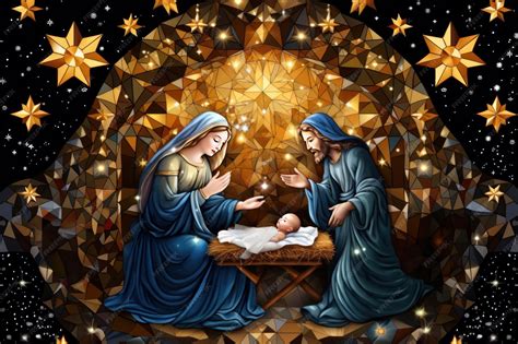 Presepe natalizio con Maria, Giuseppe, Gesù bambino, bue e asinello