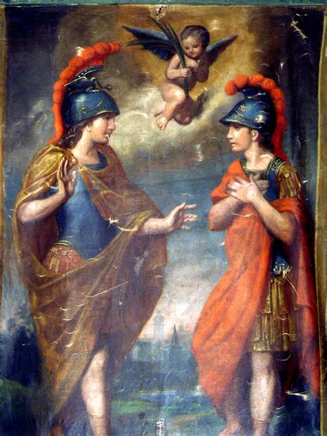 Dipinto raffigurante i Santi Faustino e Giovita che difendono Brescia dall'assedio
