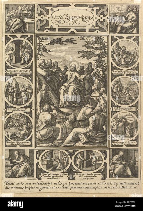 un'infografica che illustra le otto beatitudini con simboli