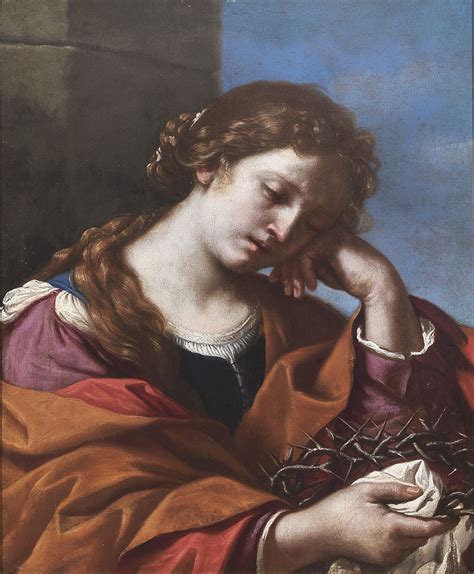 Maria Maddalena che medita sulla Corona di spine, dipinta dal Guercino. Olio su tela, 65 x 55 cm 1632.