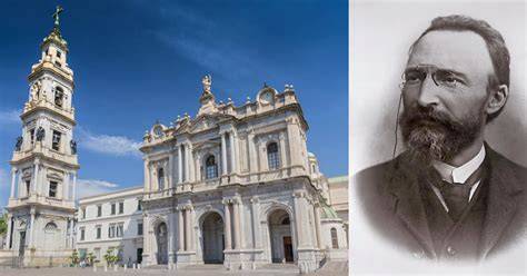 Veduta della Piazza Bartolo Longo con il Santuario e il monumento al Beato