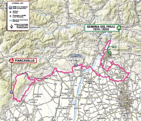 Mappa del percorso di gara che attraversa le colline di Castelfidardo