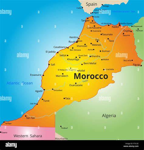 Mappa del Marocco con evidenziati i luoghi citati nel testo