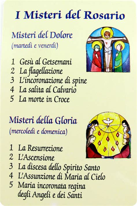 rappresentazione dei misteri del rosario (gaudiosi, luminosi, dolorosi, gloriosi)