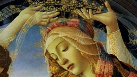 Un'immagine della Vergine Maria come Regina del Cielo, con elementi simbolici tratti dall'Apocalisse.