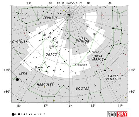Mappa astronomica della costellazione del Dragone