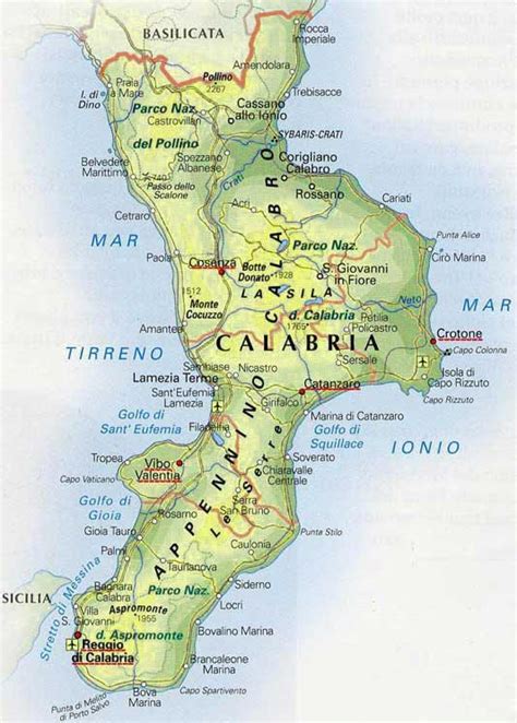 Mappa schematica della Calabria centrale con evidenziate le principali attrazioni turistiche vicino a Sant'Andrea Apostolo dello Ionio