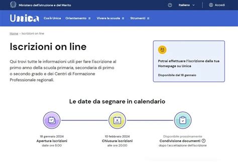 Schermata del portale di iscrizione online dell'Università Cattolica