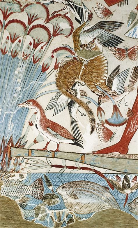 Dettaglio da Nebamon a caccia, che mostra la rappresentazione della natura