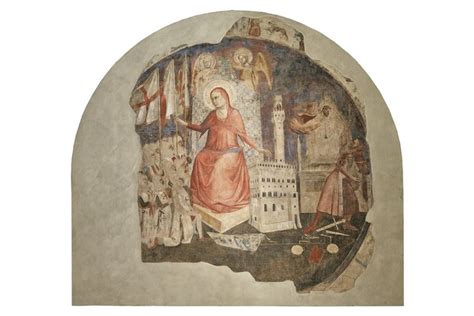 Affresco copto di Sant'Anna con il dito alle labbra
