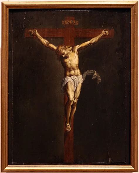 Cristo crocifisso con un ladro sulla sinistra, dettagli della croce e del Monte Calvario