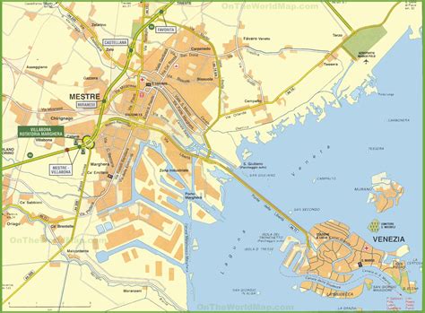 Mappa della zona di Mestre e Venezia con l'indicazione delle principali parrocchie e dei loro servizi sociali