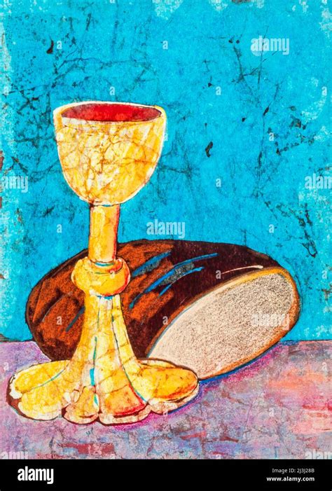 Rappresentazione simbolica dell'Eucaristia con pane e vino