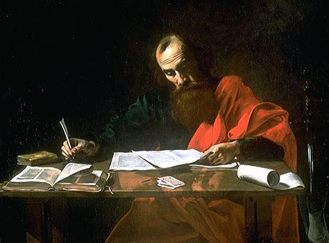 Illustrazione storica di San Paolo che scrive le sue Epistole