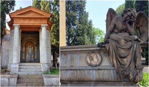 A sinistra la Tomba di Giulio Monteverde, a destra la Tomba Zonca nel Quadriportico, Cimitero Monumentale del Verano, Roma