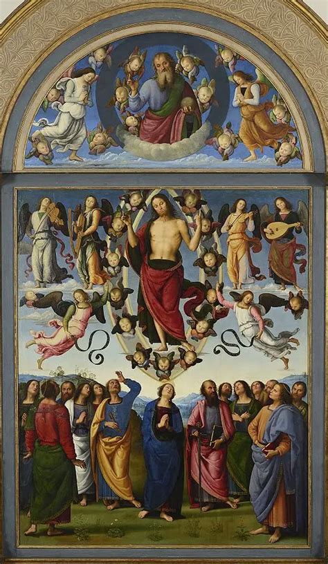 Ascensione di Cristo (dettaglio), di Pietro Perugino, che illustra Gesù che benedice i discepoli prima di ascendere al cielo