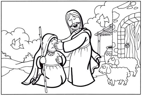 illustrazione biblica della guarigione del cieco Bartimeo
