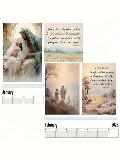 Illustrazione di vari tipi di calendari biblici (da parete con foto, a blocchetto con versetti, per bambini, agenda tascabile)