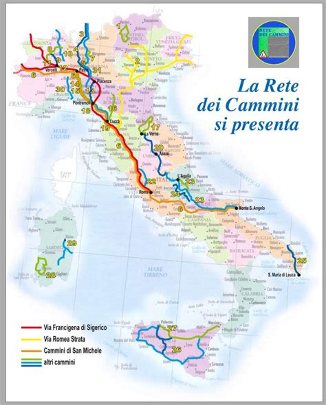Mappa dei cammini di pellegrinaggio in Italia e Slovenia