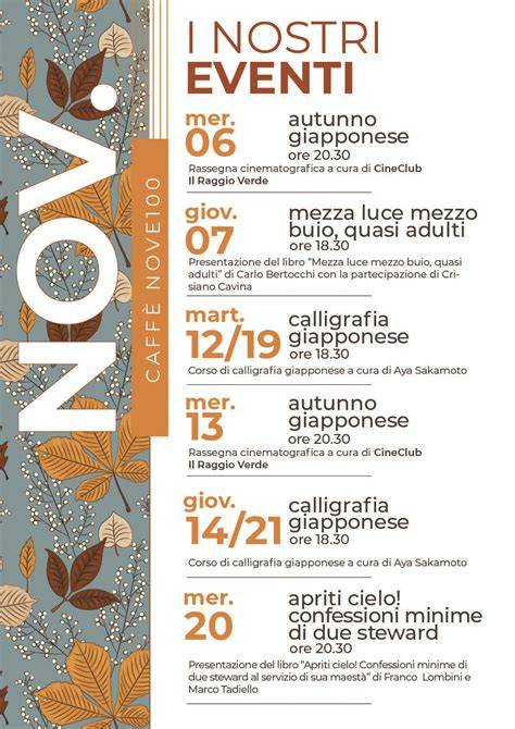 Locandina stilizzata con titoli di eventi formativi e culturali
