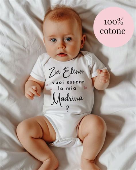 Body neonato personalizzato con domanda per madrina