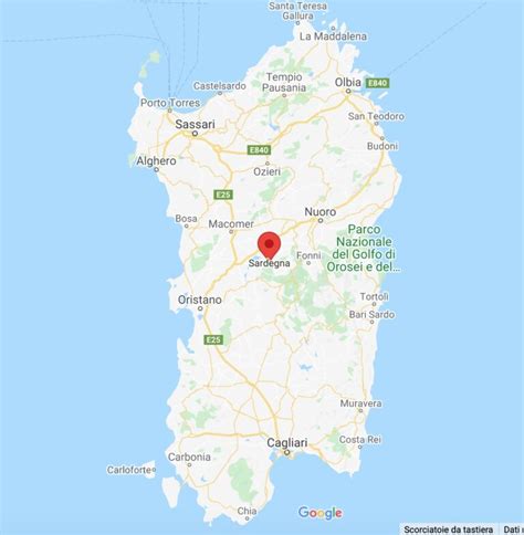 Mappa dell'isola di Sant'Antioco e Calasetta con indicazione della Via Padre Pio