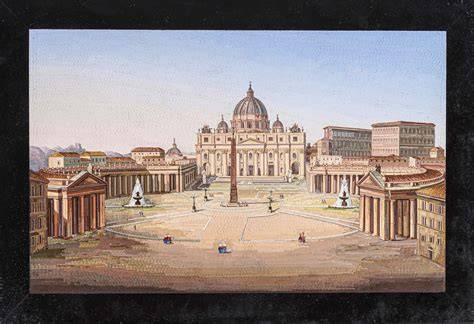 Micromosaico dettagliato raffigurante Piazza San Pietro e la Basilica