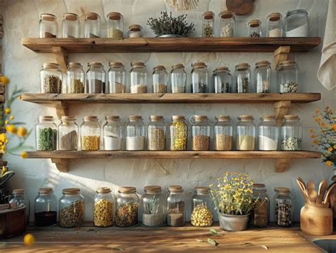 Thematic photo of an erboristeria, with shelves of natural products and dried herbs