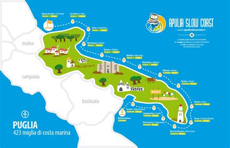Mappa del percorso della peregrinatio di Padre Pio in Puglia e Basilicata