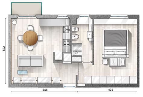 piantina dell'appartamento bilocale
