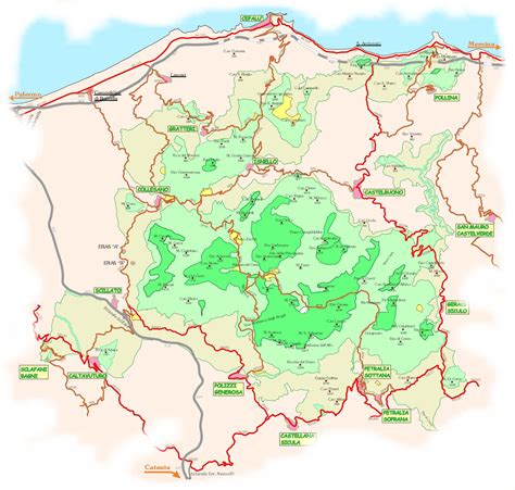 Mappa del territorio delle Madonie con indicazione delle principali abbazie