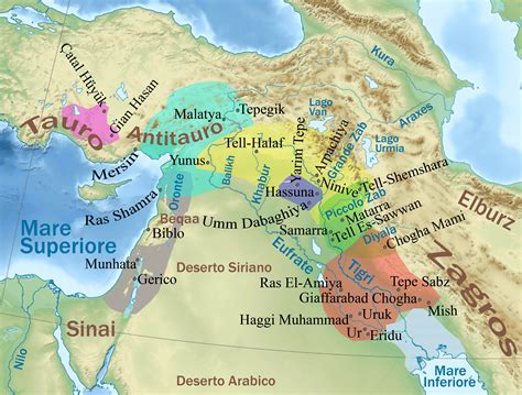 Mappa del Medio Oriente antico con Gerusalemme e le aree circostanti